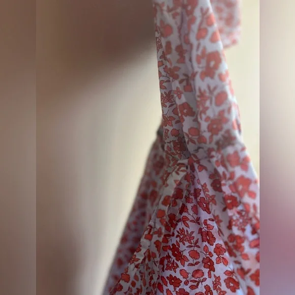 Madewell | Floral Wrap Dress - Orange and Blue, Size Small - Picture 8 of 8